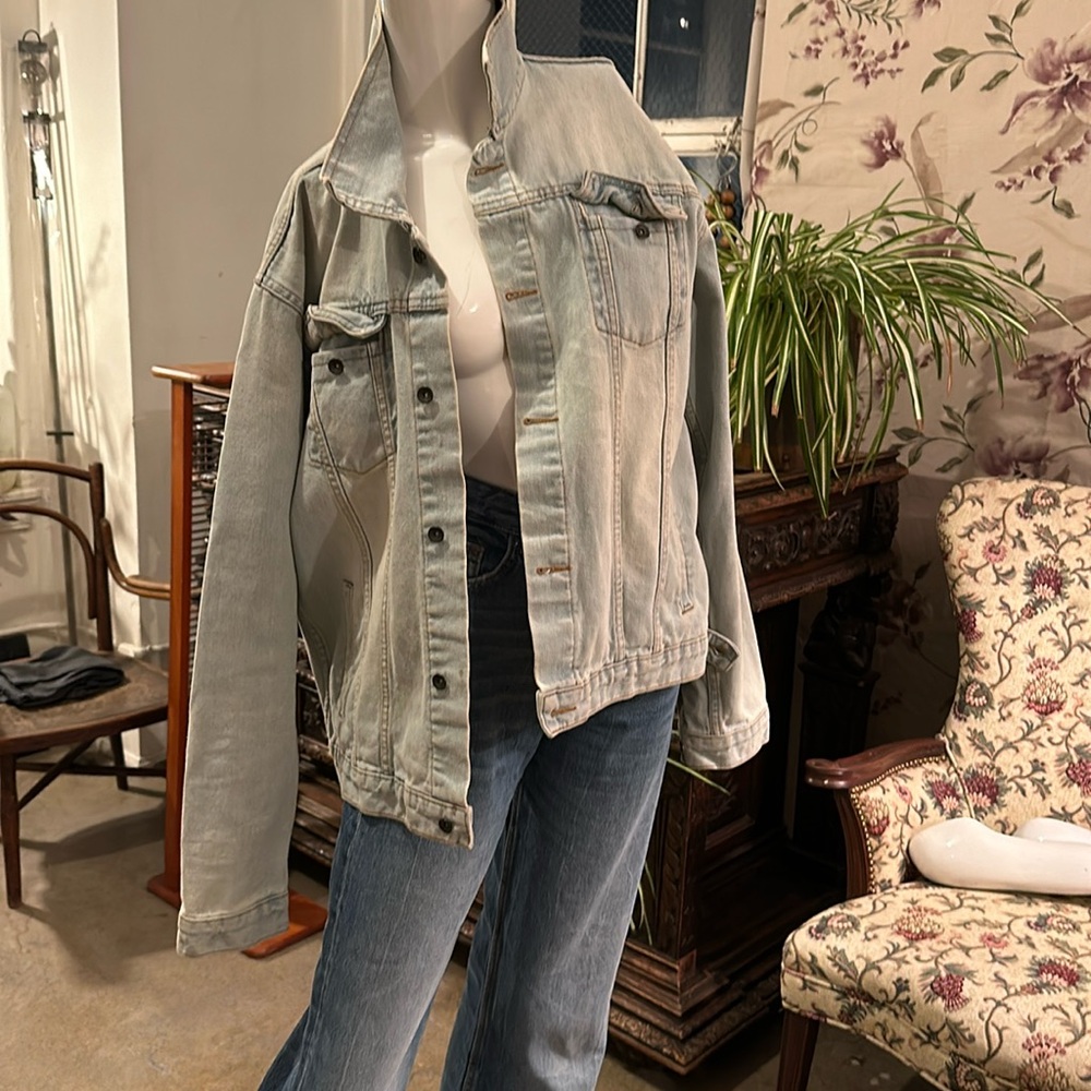 Light Blue Denim oversized jacket Unisex Cotton High end designer